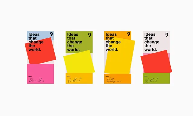 Ideas that change the world modular book covers, geometric, editorial, vibrant