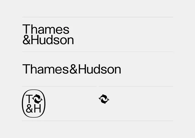 Thames and Hudson wordmark and symbol, minimal, monochrome, dark