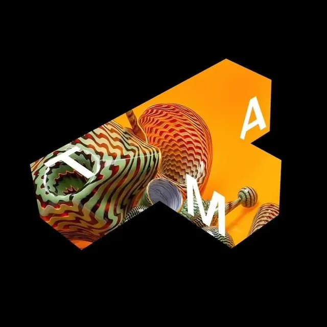 3D sculptural letterforms with rippling surface texture, geometric, 3d-render, warm