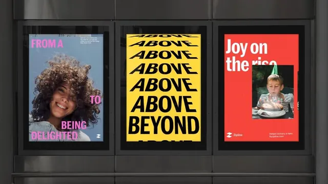 Zipline three-panel campaign posters, playful, photographic, vibrant