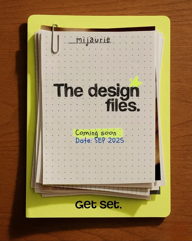 Mijaurie neon yellow branding announcement, playful, editorial, light