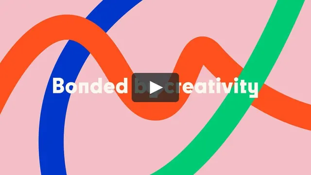 Bonded Creativity: flowing ribbon logo system, geometric, playful, pastel