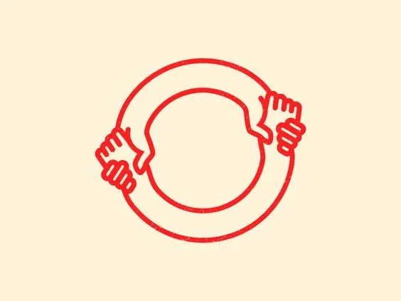 Hands circle minimal line logo, line-art, minimal, light