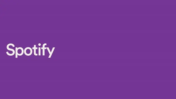 Spotify wordmark on solid purple, minimal, light