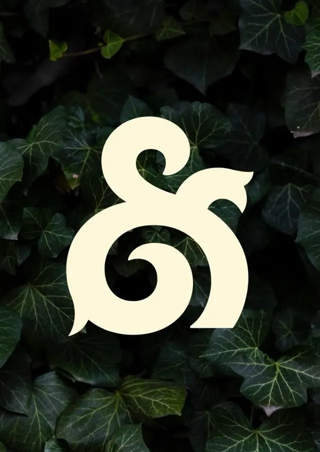 Monoline shell mark on botanical background, minimal, organic, dark