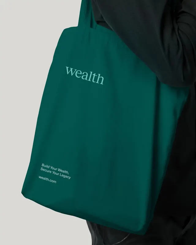 Luxury canvas tote bag with minimal typography, minimal, luxury, cool