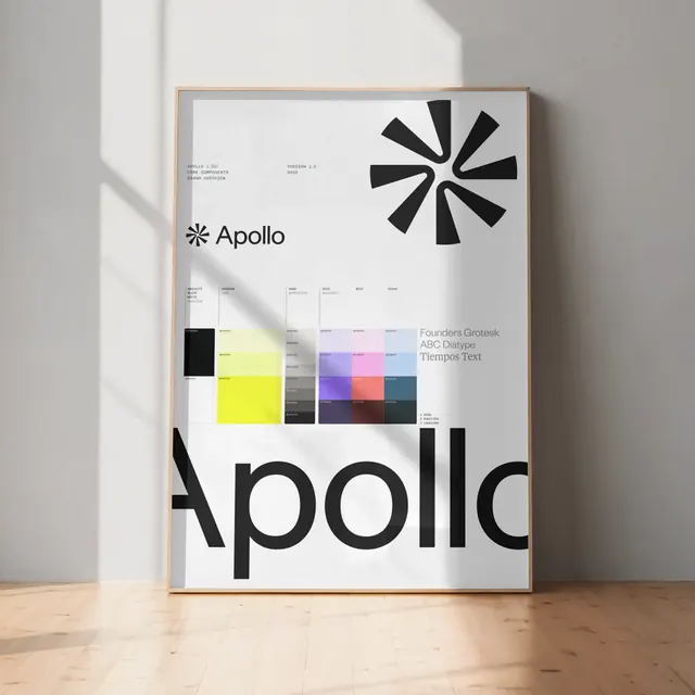 Apollo brand identity with star symbol, corporate-clean, geometric, light