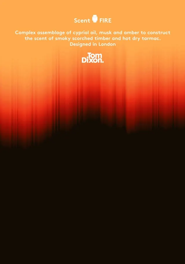 Scent Fire fragrance gradient logo, gradient-heavy, minimal, warm