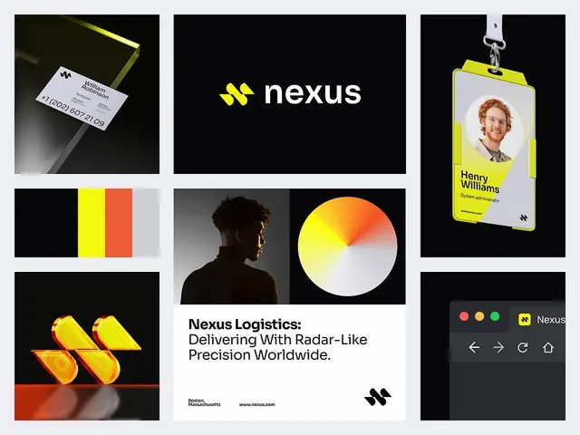 Nexus Logistics brand system, minimal, corporate-clean, dark