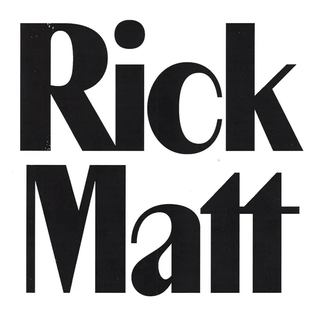 Rick Matt bold display typography, minimal, geometric, dark