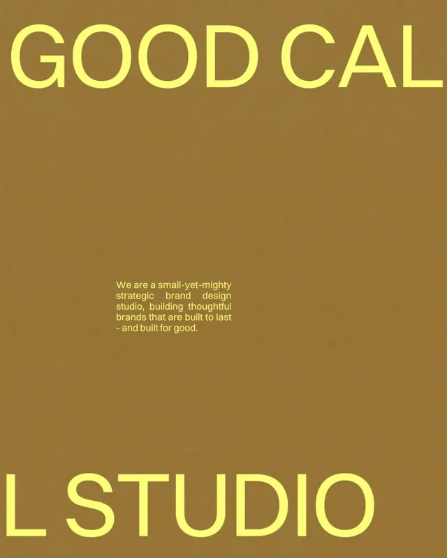 Good Cal Studio wordmark, minimal, corporate-clean, warm