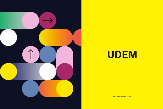 UDEM annual report colorful abstract logo, minimal, abstract, warm