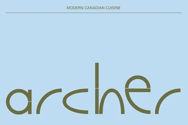 Archae restaurant wordmark with serifs, minimal, corporate-clean, cool