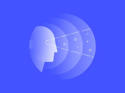 Neon-blue mind and network logo, minimal, abstract, cool