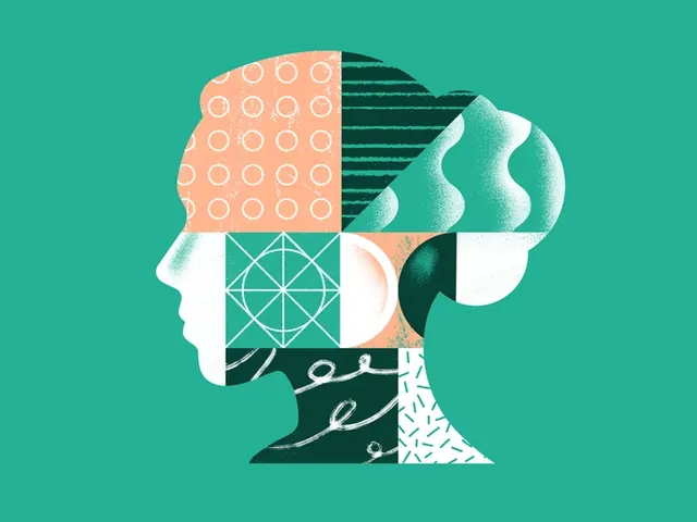 Geometric human-head portrait, geometric, abstract, vibrant