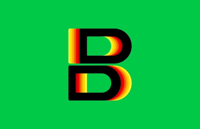 Stacked Letter B Logo, geometric, gradient-heavy, vibrant