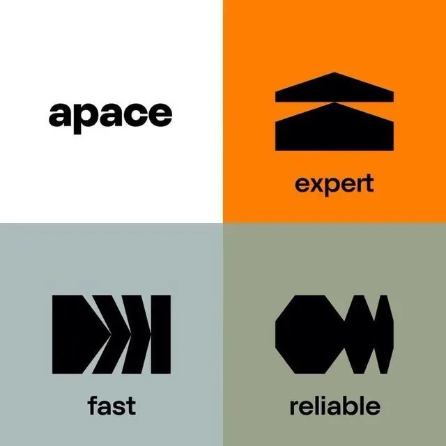 Apace four-quadrant icon system, minimal, geometric, light