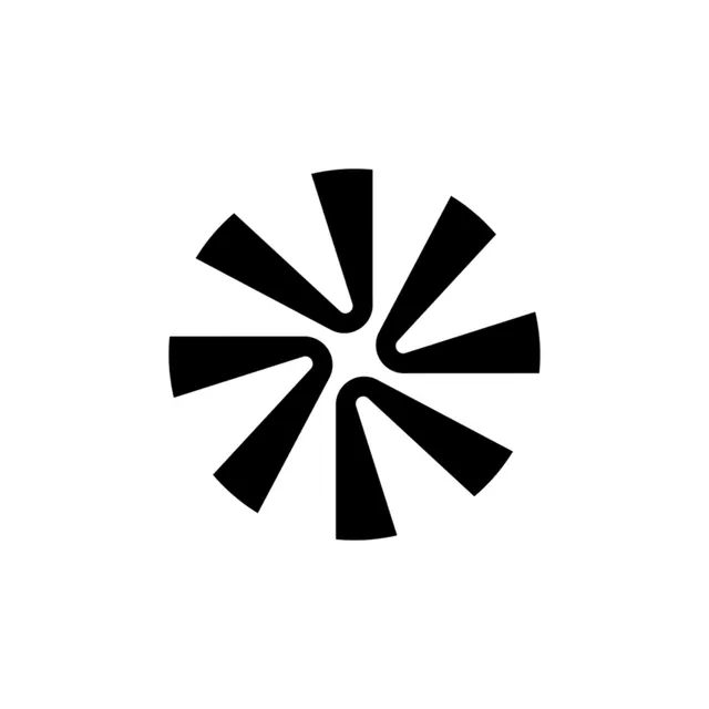 Radial starburst monogram logo, minimal, geometric, dark