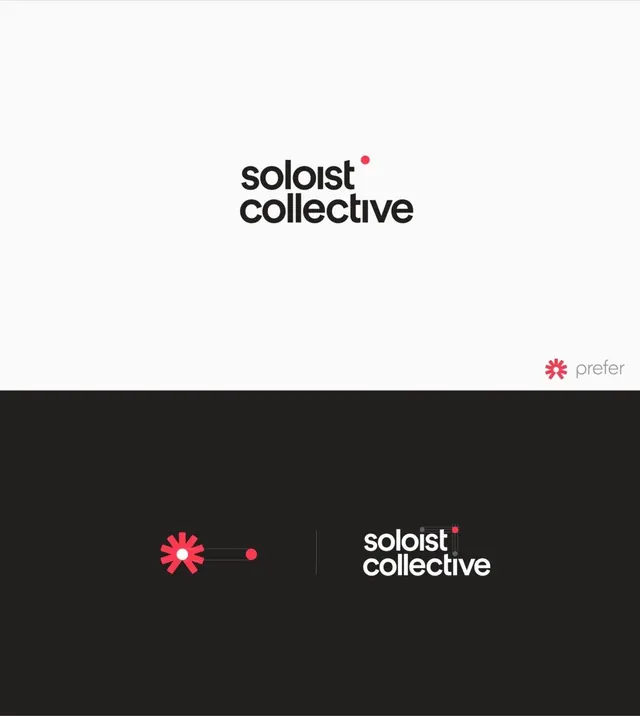 Soloist Collective identity with geometric mark, minimal, geometric, dark