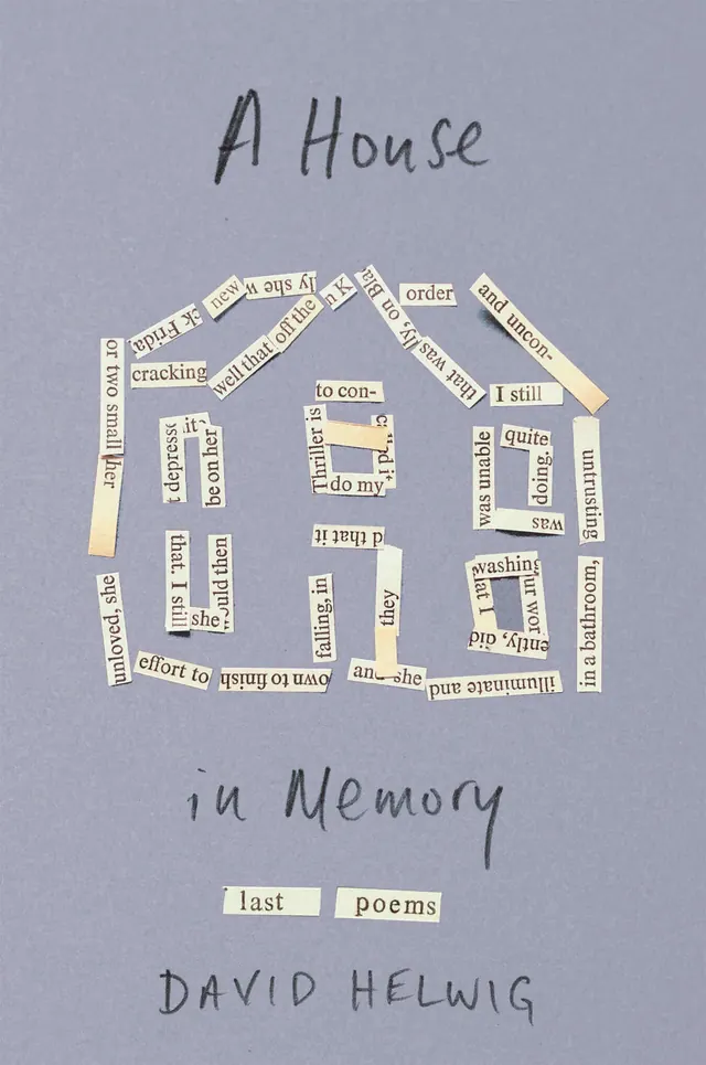 A House in Memory book cover with handcut type, minimal, abstract, light