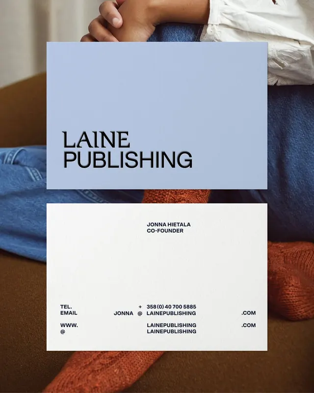 Laine Publishing business card and letterhead, minimal, corporate-clean, light