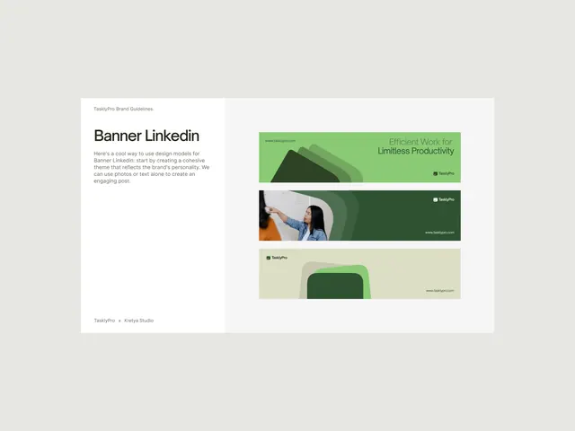 TaskPro brand guideline LinkedIn templates, minimal, corporate-clean, light