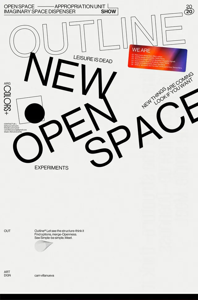 Openspace typographic poster with geometric details, minimal, abstract, monochrome