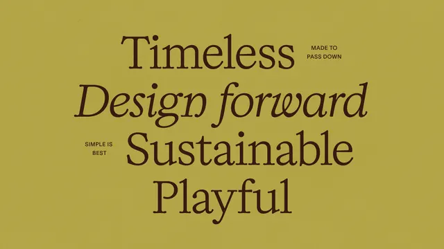 Serif type specimen on golden background, minimal, editorial, light