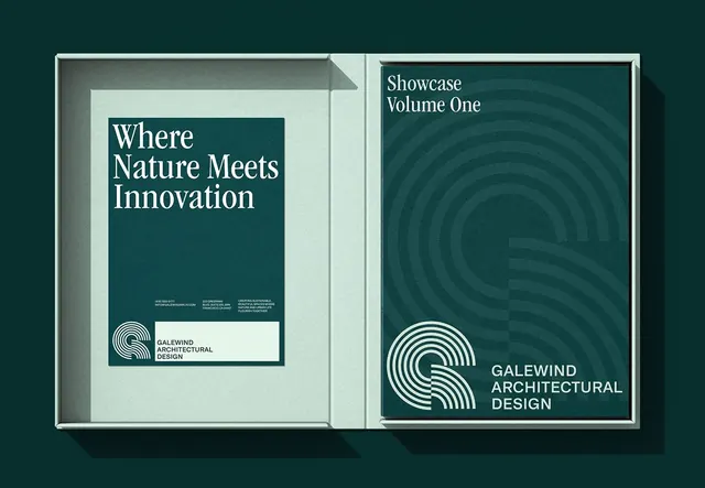 Galewind Architectural Design brand identity, minimal, editorial, dark