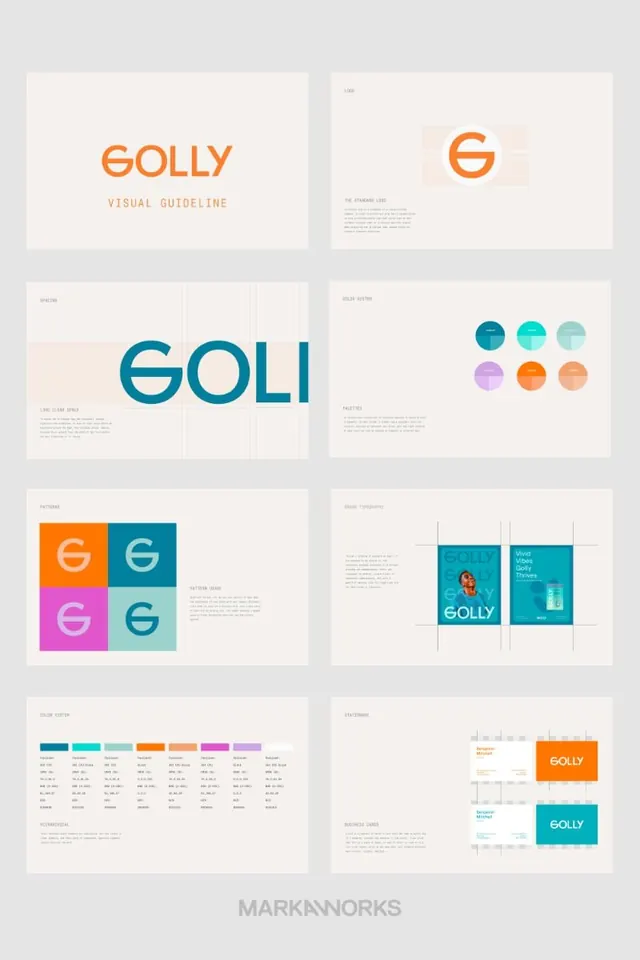 Golly visual identity system, minimal, geometric, light