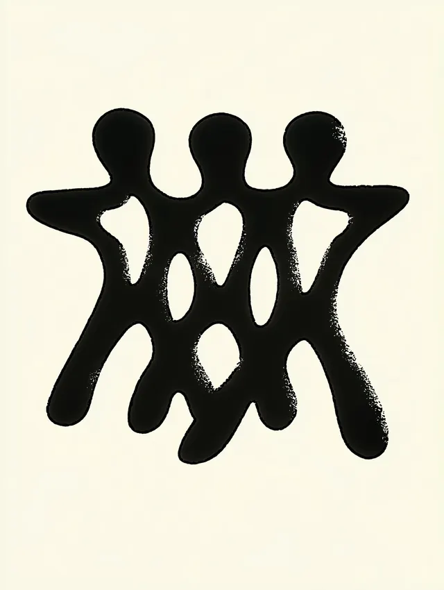 Interconnected organic silhouette identity, abstract, organic, dark