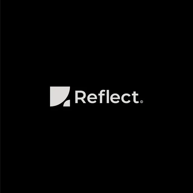 Reflect: Minimal logomark and wordmark, minimal, monochrome, dark