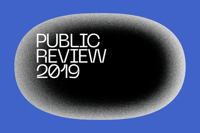 PUBLIC REVIEW 2019 oval typographic mark, minimal, monochrome, cool