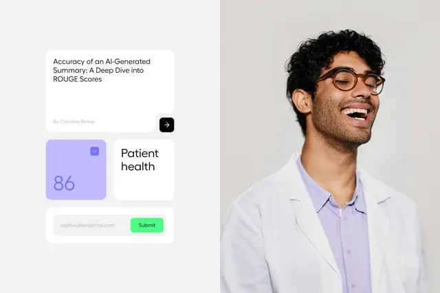 Healthcare dashboard with portrait hero, minimal, corporate-clean, light
