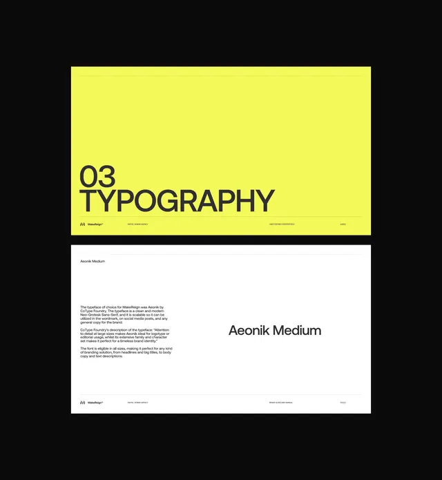 Aeonik Medium type specimen, minimal, editorial, warm