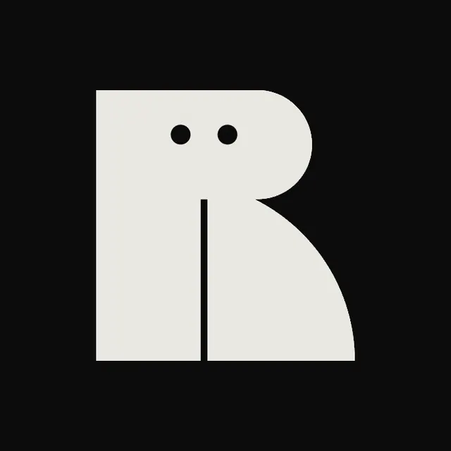 Geometric R letterform logo, minimal, geometric, dark