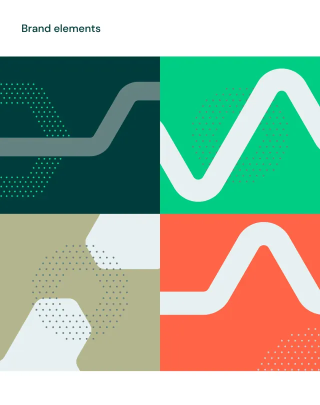 Quadrant identity system with fluid forms and dot patterns, minimal, abstract, light