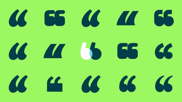 Quotation mark icon system, lime-and-navy, minimal, geometric, light