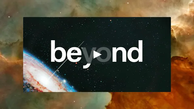 Cosmic 'beyond' wordmark, minimal, dark-mode, dark
