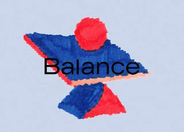 Balance abstract logo with color-blocked forms, abstract, geometric, warm