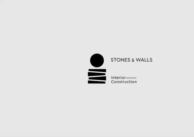 Stones & Walls construction mark, minimal, monochrome, light