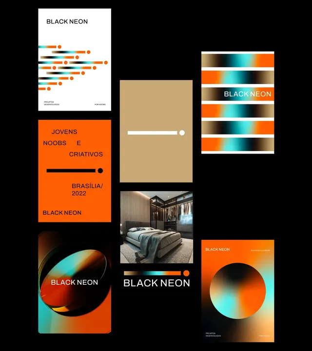 Black Neon branding system, minimal, geometric, dark