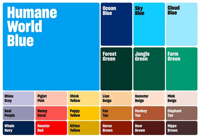 Humane World Blue color reference palette, flat, minimal, vibrant