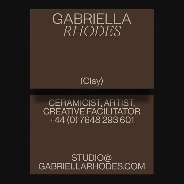 Gabriella Rhodes ceramicist identity, minimal, monochrome, dark