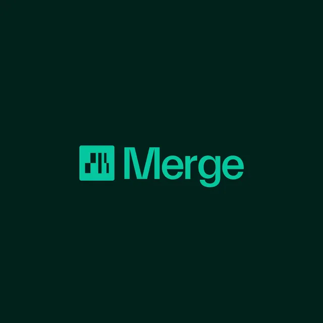 Merge fintech logo, minimal, geometric, dark