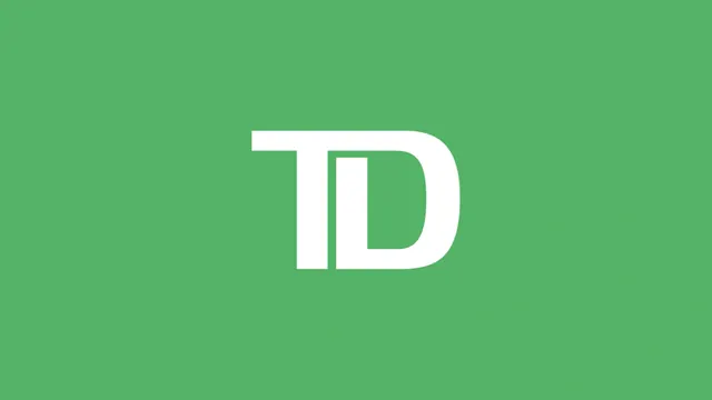 TD Bank green wordmark, minimal, corporate-clean, vibrant