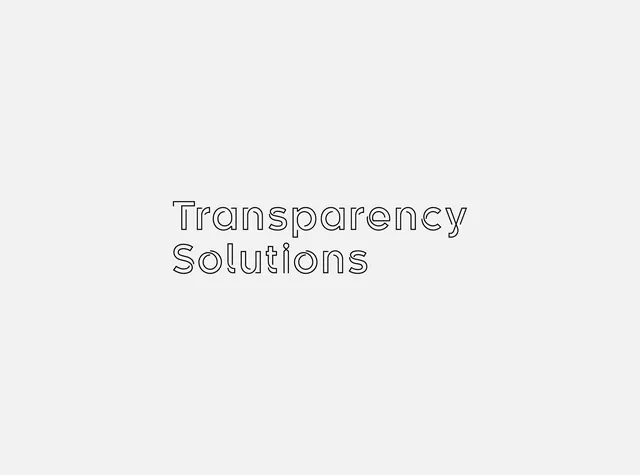 Transparency Solutions outlined wordmark, minimal, swiss, light