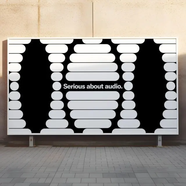 Serious about audio waveform branding, geometric, abstract, dark