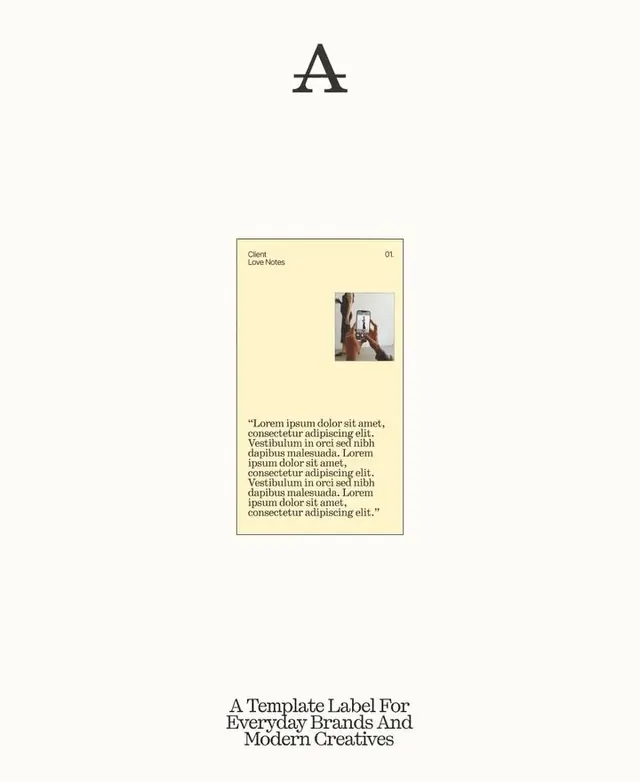 Serif drop-cap editorial template with cream card, minimal, editorial, light