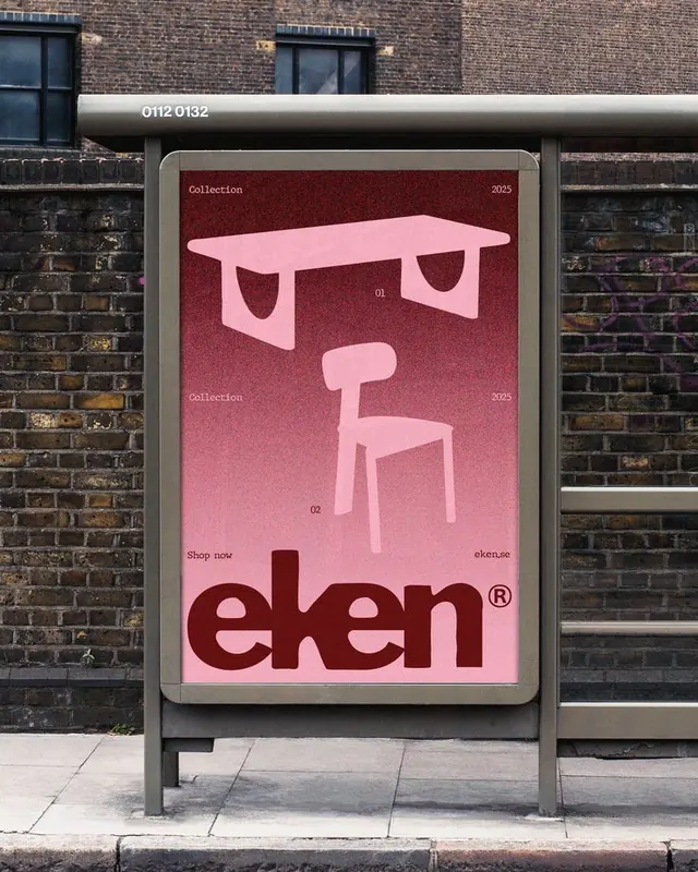Eken furniture branding poster, minimal, corporate-clean, warm